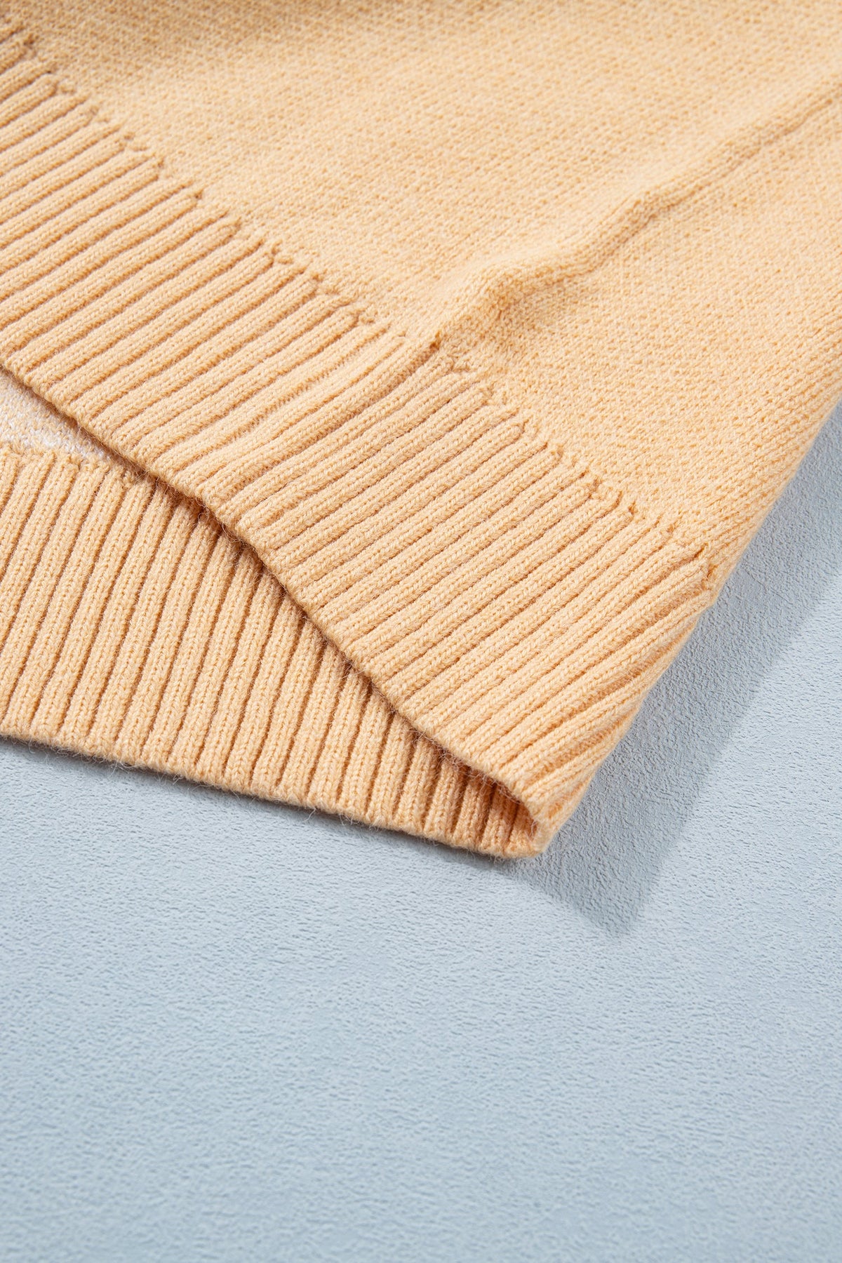 Golden Fleece Bow Pattern Drop Shoulder Loose Sweater