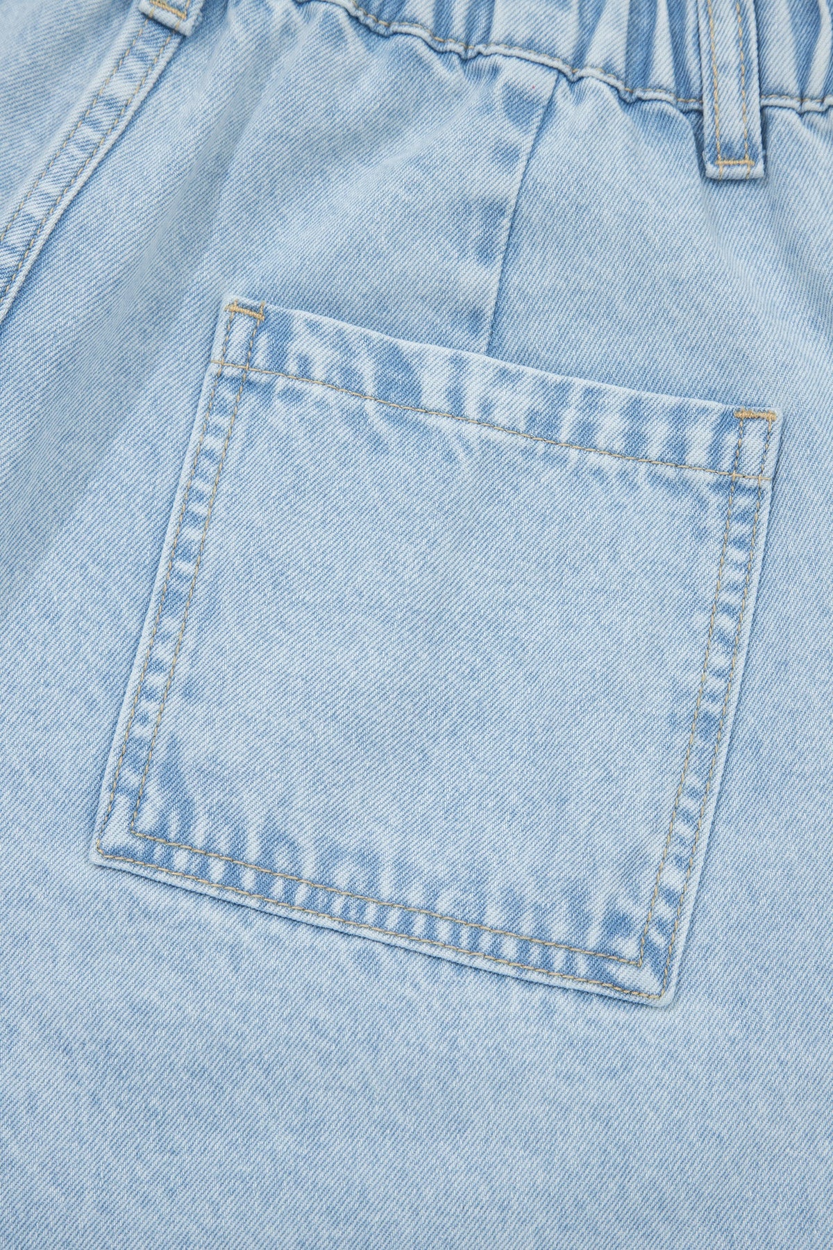 Beau Blue Studded Side Slit Leg Frayed Pocketed Wide Leg Jeans