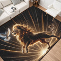 Lion of Judah and the Holy Spirit Area Rug with Golden Rays -Black Binding 84"x60"
