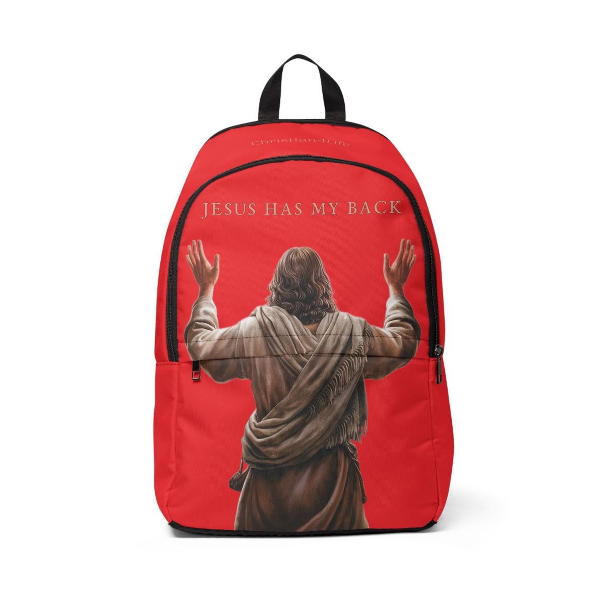 "Jesus Has My Back" Christian Backpack (Choose Red Shade)
