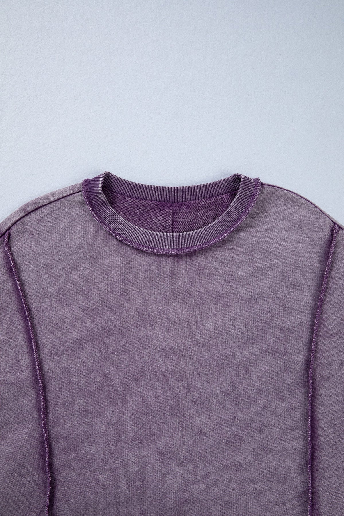 Valerian Mineral Wash Exposed Seam Side Slit Sweatshirt