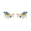 Rainbow Moonstone & London Blue Topaz Butterfly Studs