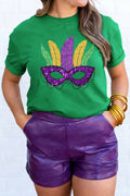 Black Glitter Mardi Gras Mask Graphic T Shirt
