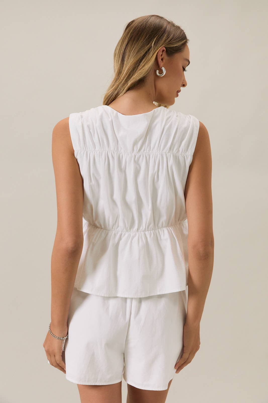 Cara Beaded Linen Top