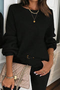 Jet Stream Ribbed Knit Ribbon Knot Backless Drop Shoulder Sweater