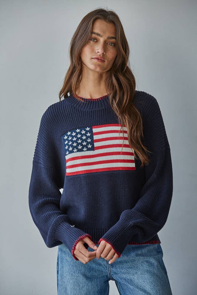 American Flag Pullover Sweater