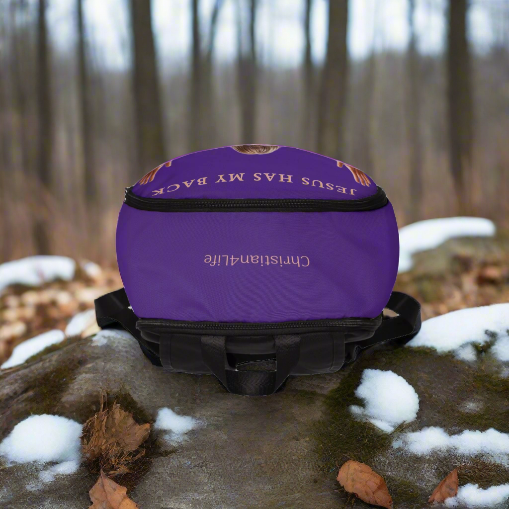 "Jesus Has My Back" Christian Backpack (Choose Purple Shade)