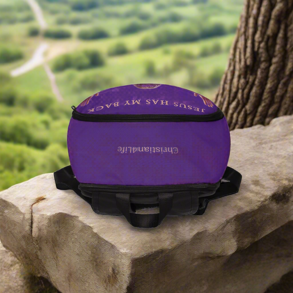 "Jesus Has My Back" Christian Backpack (Choose Purple Shade)