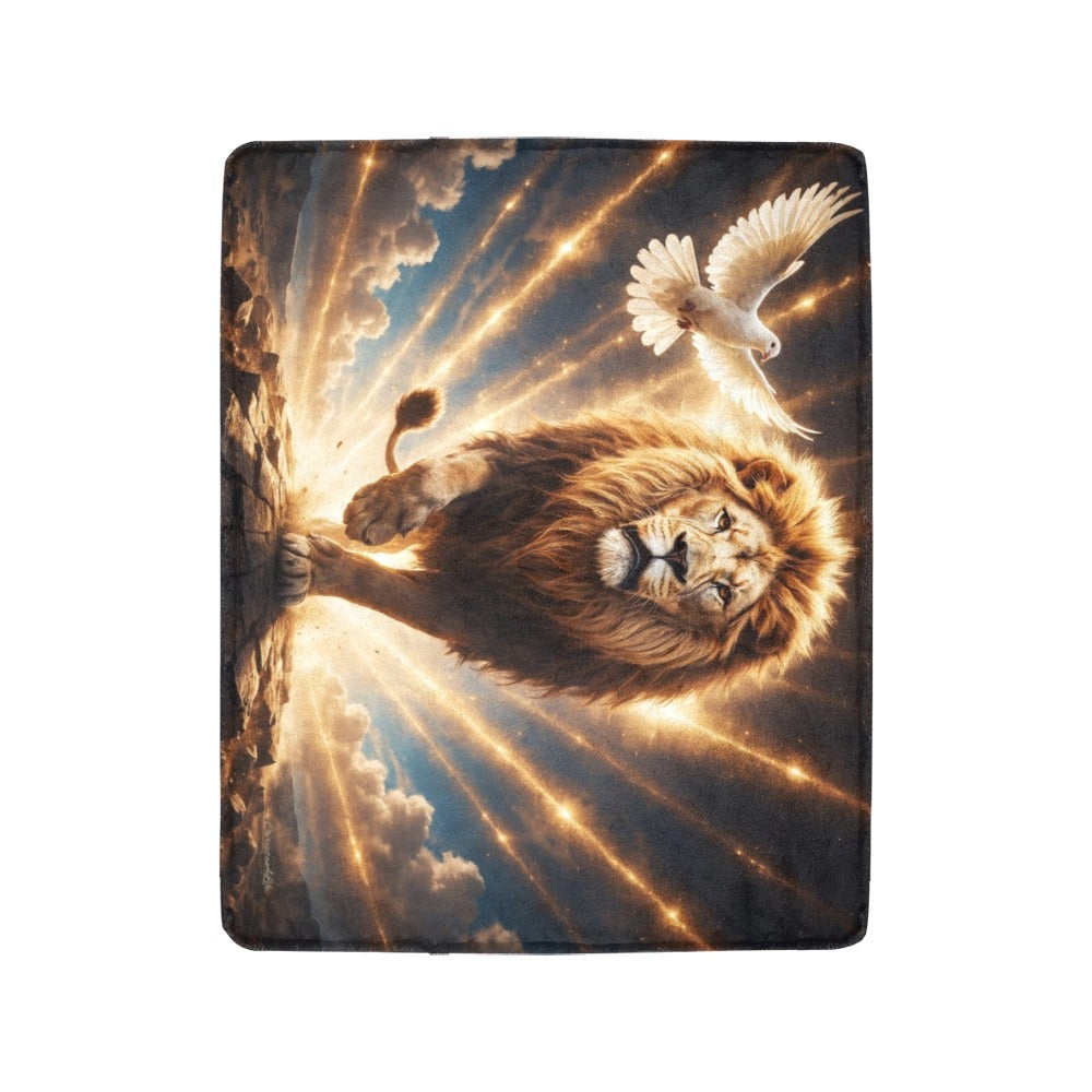 Lion of Judah, Holy Spirit, Clouds and Golden Rays -Ultra-Soft Micro Fleece Blanket (4 sizes)