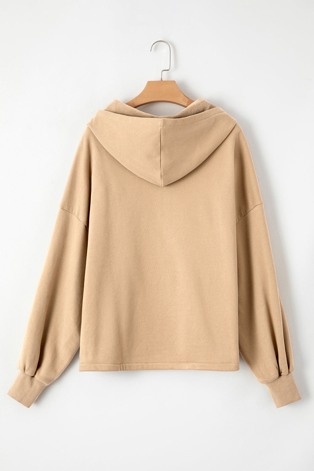 Orange Half Zipper Kangaroo Pockets Drop Shoulder Hoodie