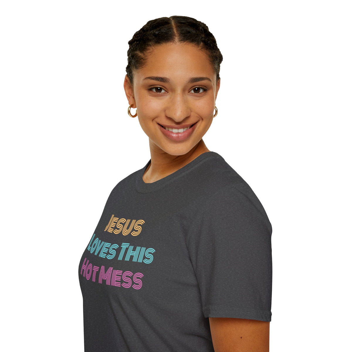 Unisex "Jesus Loves this Hot Mess" Christian Cotton Softstyle T-Shirt