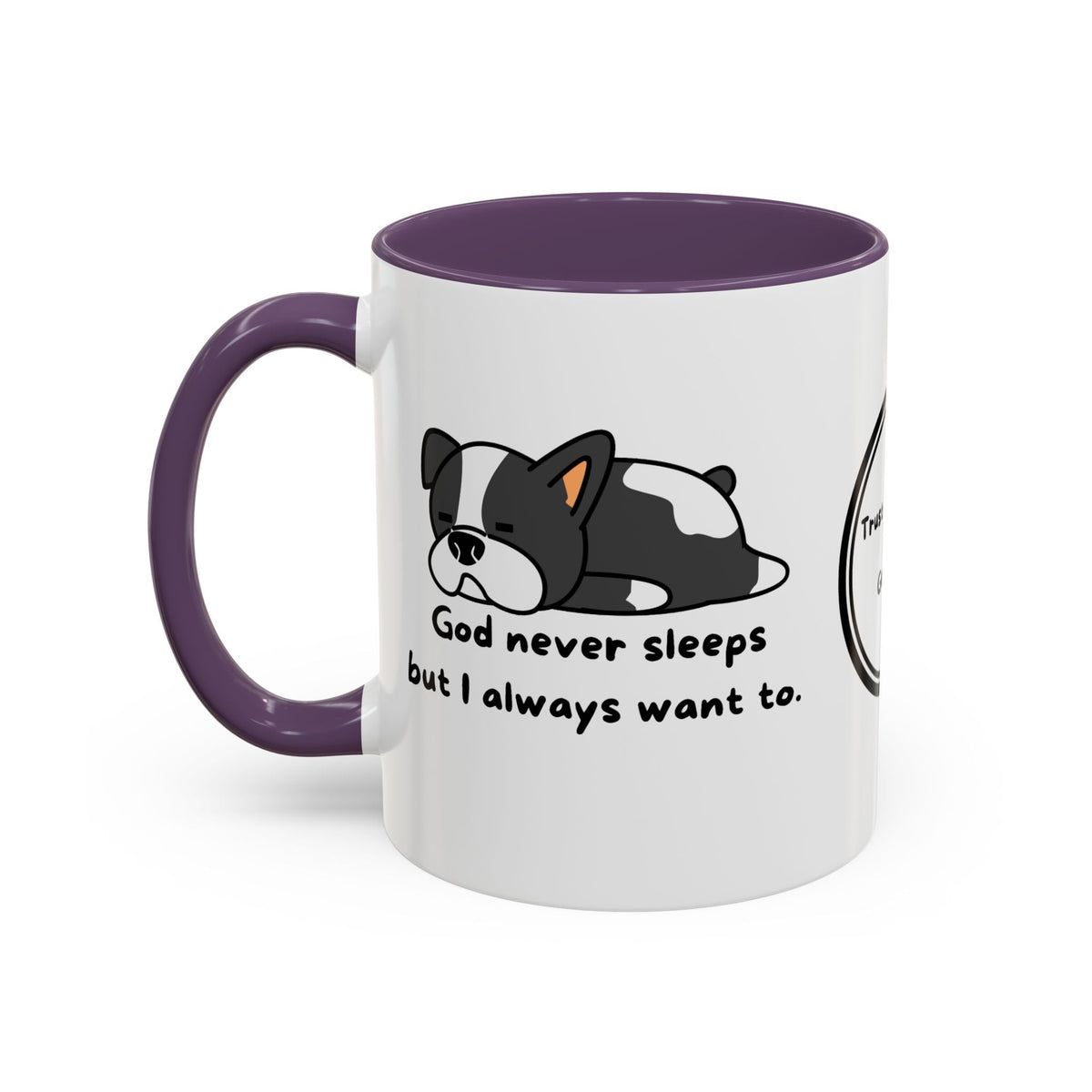 Christian "God never sleeps" 11 oz and 15oz Accent Mug, multiple colors, Christian Mug