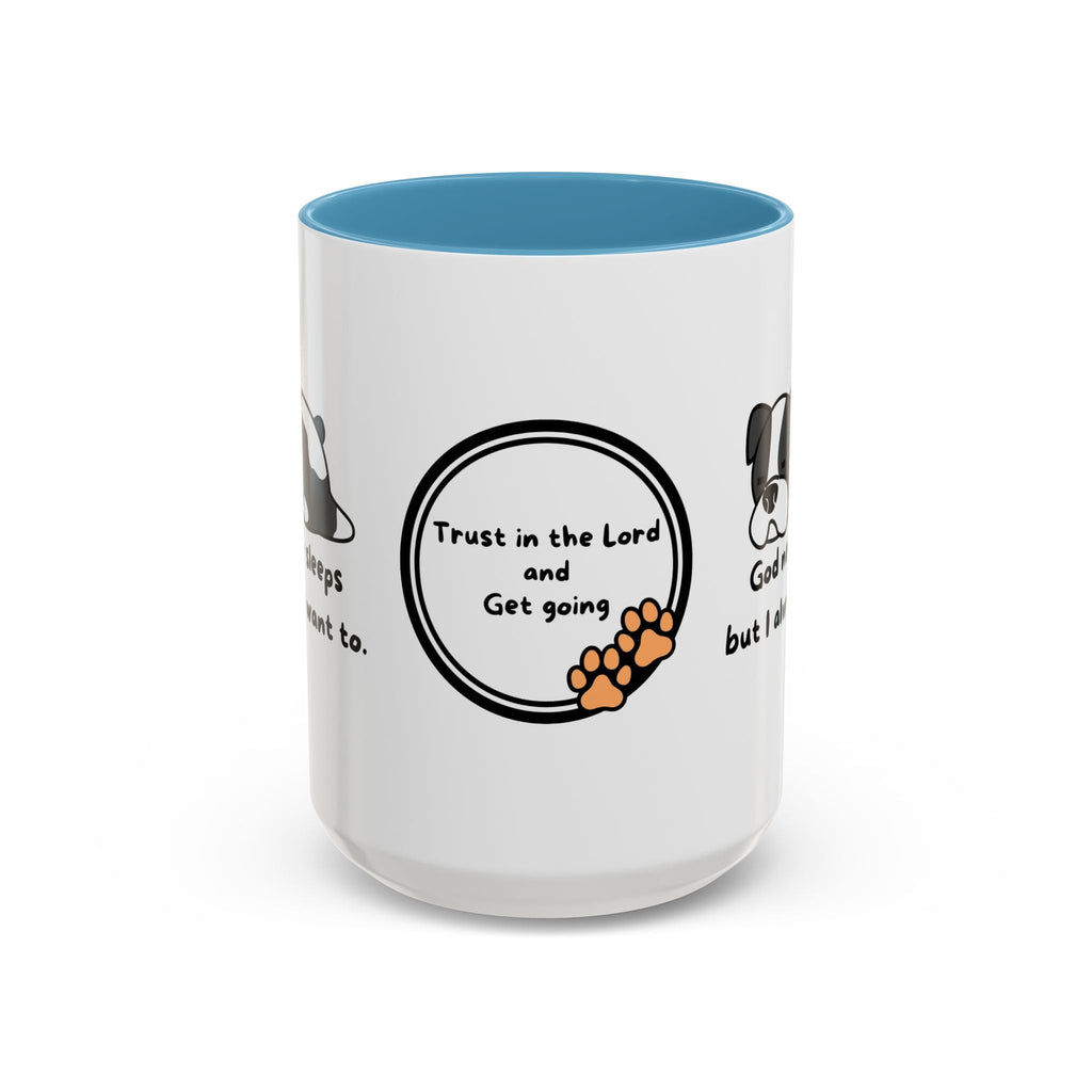 Christian "God never sleeps" 11 oz and 15oz Accent Mug, multiple colors, Christian Mug