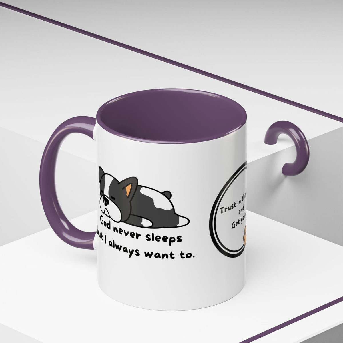Christian "God never sleeps" 11 oz and 15oz Accent Mug, multiple colors, Christian Mug