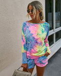 Fashion Casual Striped Long-Sleeved Gradient Color Tie-Dye Women's Suit