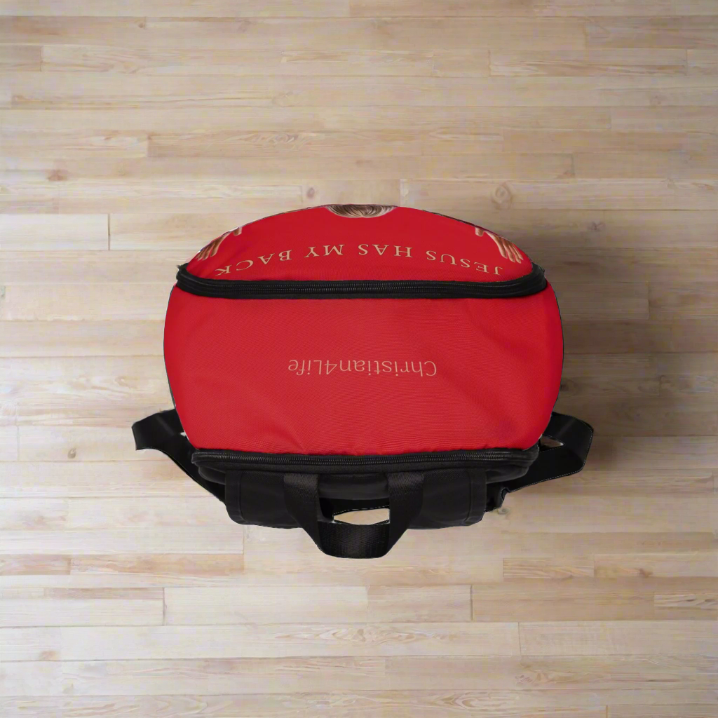 "Jesus Has My Back" Christian Backpack (Choose Red Shade)