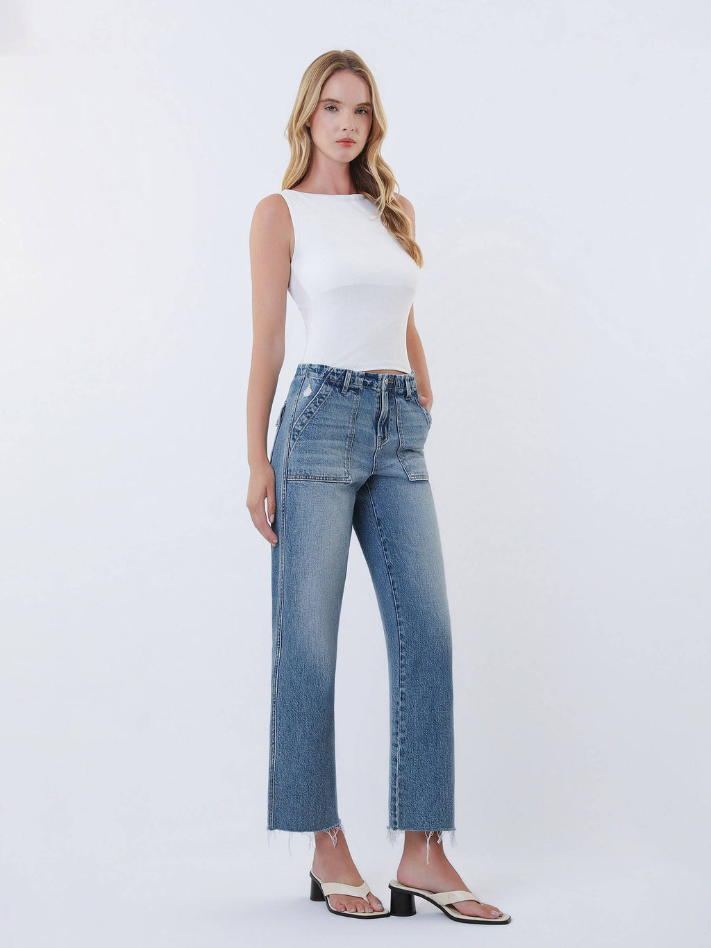 Aileeah High Rise Patch Pocket Jeans