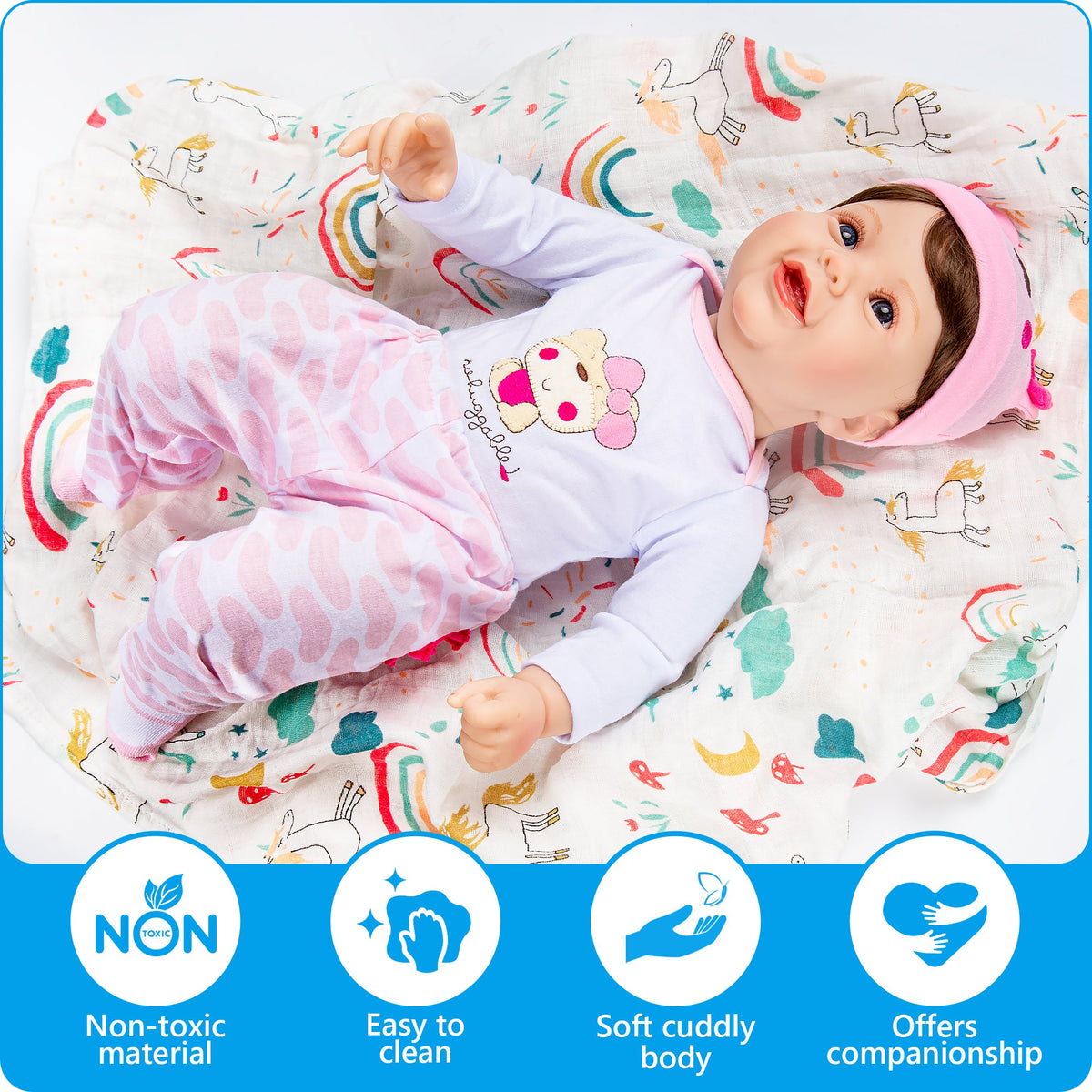 22 inch - Lifelike Reborn Baby Dolls for Seniors with Dementia -Therapy Doll - Soft Body Realistic Newborn - Alzheimer's Activity for Adults - Patients Nursing Home - Gifts for Elderly - Anxiety relief
