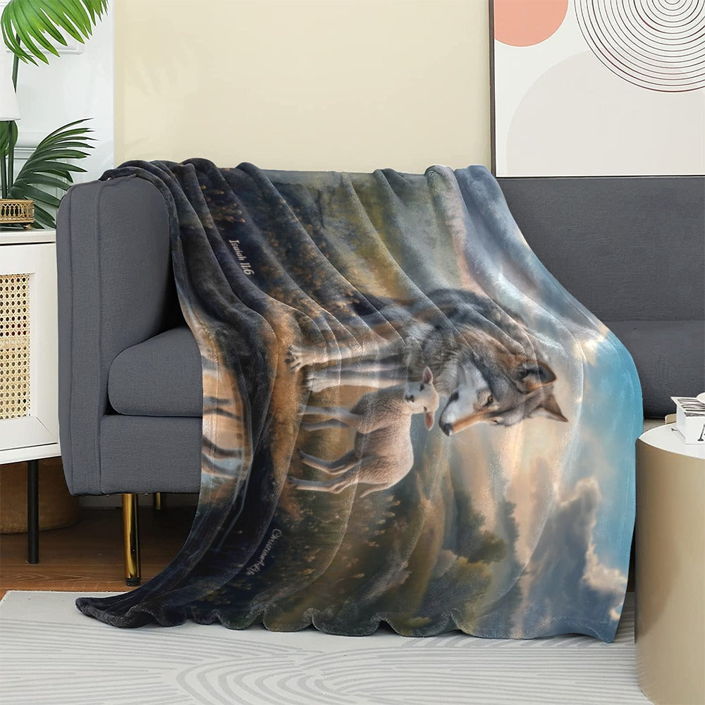 Wolf and Lamb Reflection Isaiah 11:6 Ultra-Soft Micro Fleece Blanket (multiple sizes)