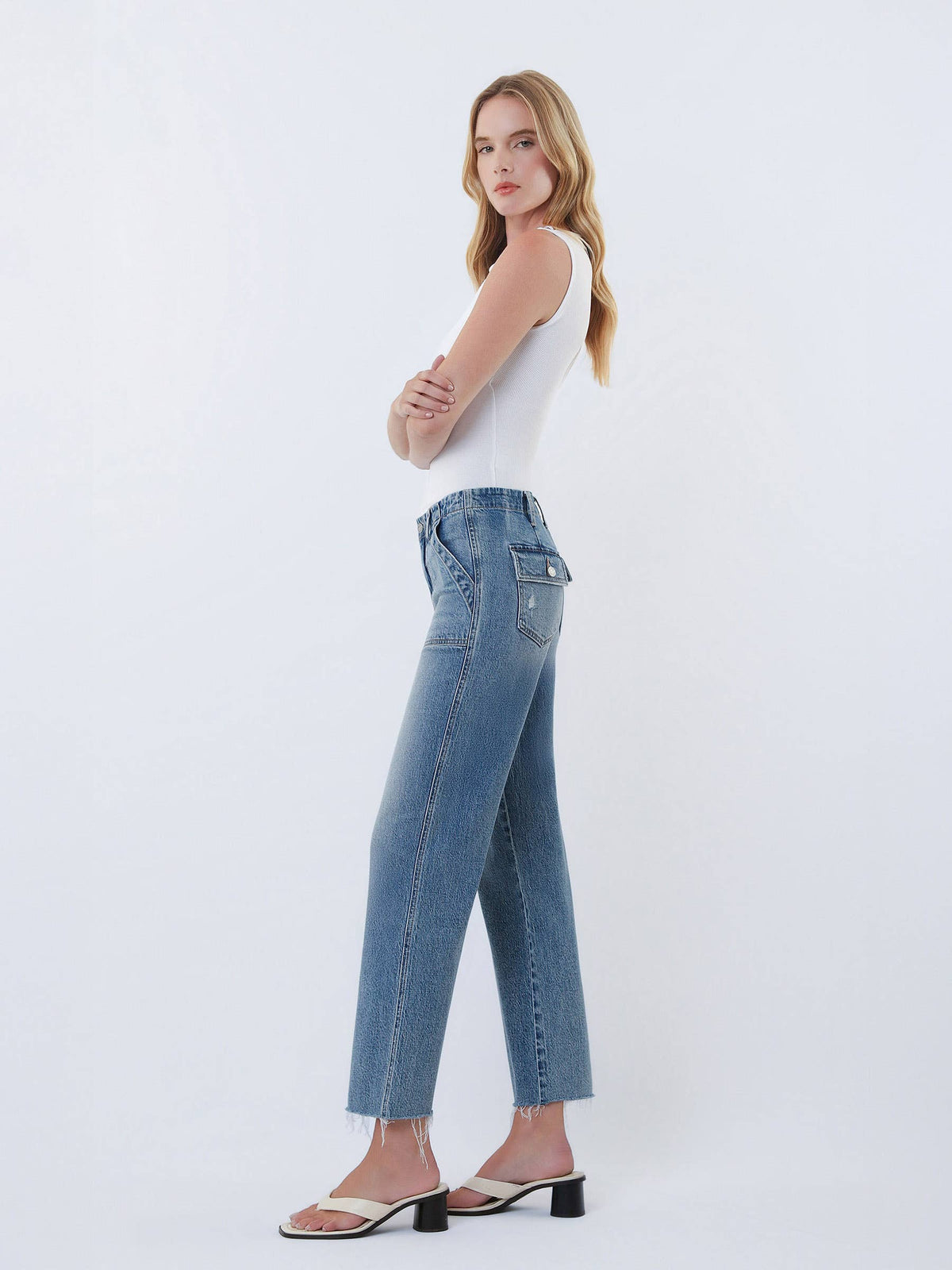 Aileeah High Rise Patch Pocket Jeans