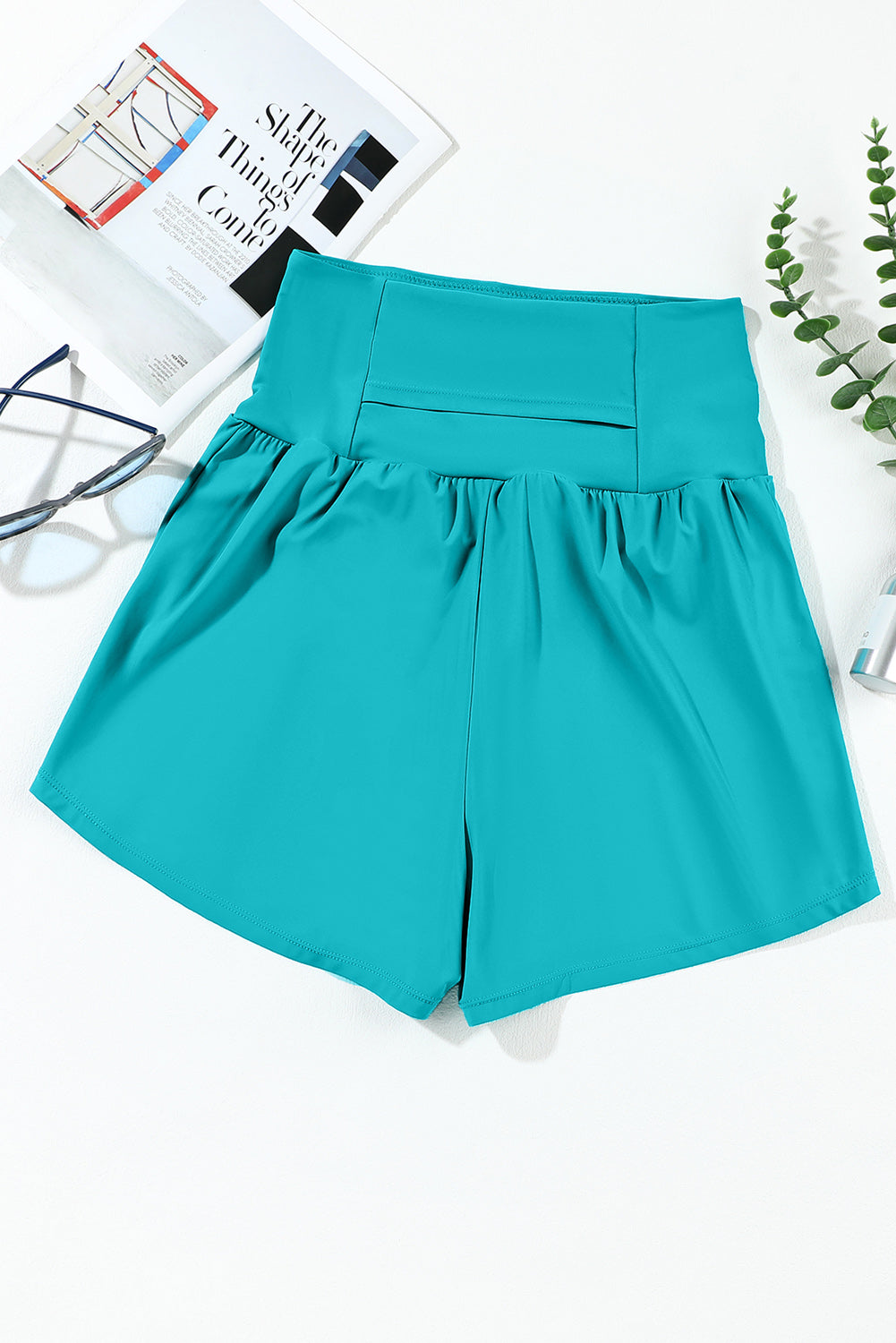 Rose Red Pocketed Wide Waistband Swim Shorts