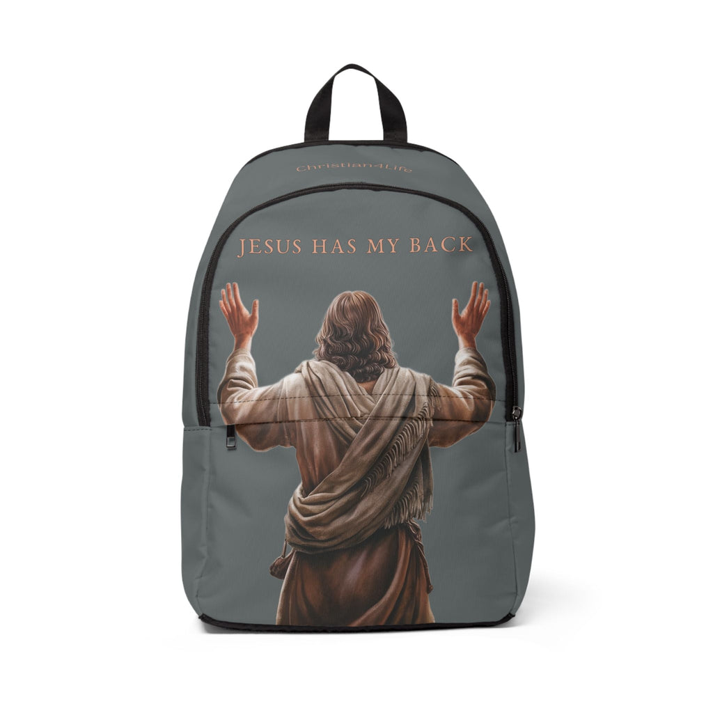 "Jesus Has My Back" Graphic design Christian Backpack (Choose Grey Shade)