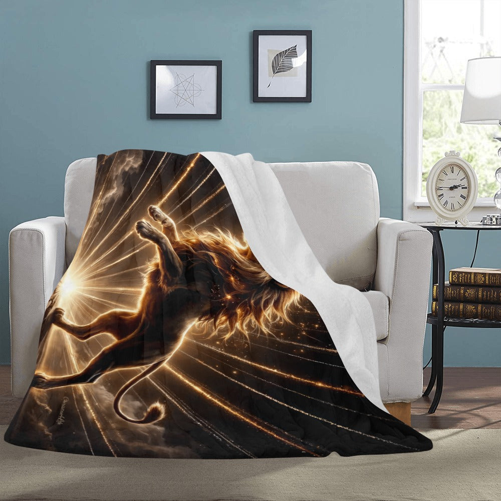Lion of Judah and Holy Spirit with Golden Rays -Ultra Soft Micro Fleece Blanket (multiple sizes)