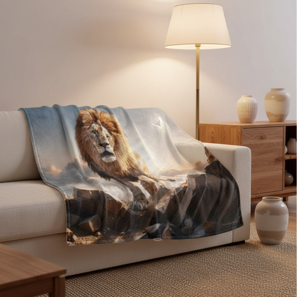 Lion of Judah and Holy Spirit Ultra Soft Micro Fleece Blanket (multiple sizes)