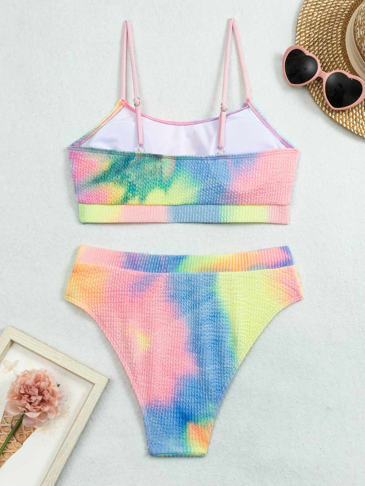 Women's Fashion Tie-dye Pleated Split Bikini