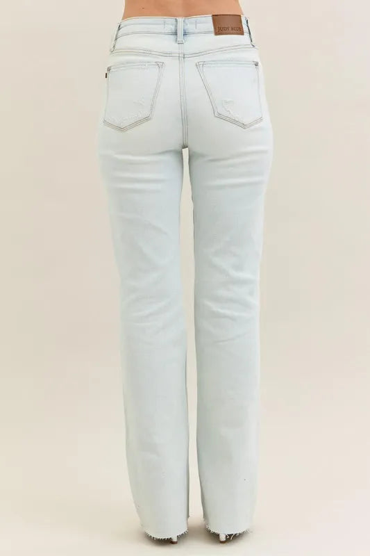 Judy Blue Full Size Destroy & Fray Hem Bootcut Jeans Plus Size