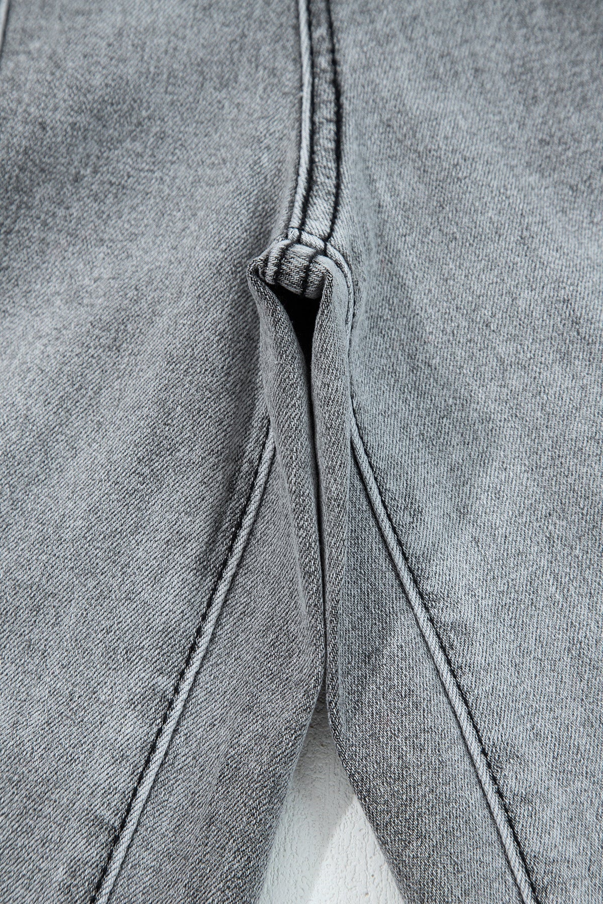 Prussian Blue Drawstring Seam Detail Raw Hem Wide Leg Denim Pants