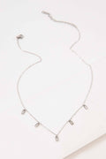 Minimal Rectangle Rhinestone Necklace | Silver