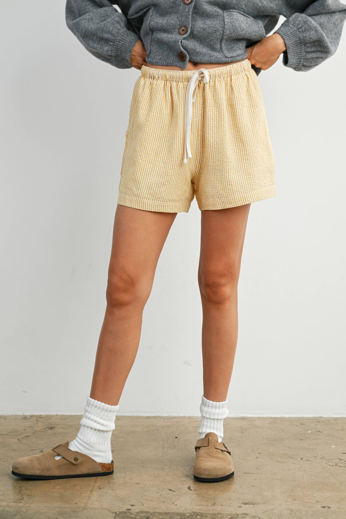 Elodie Striped Drawstring Shorts