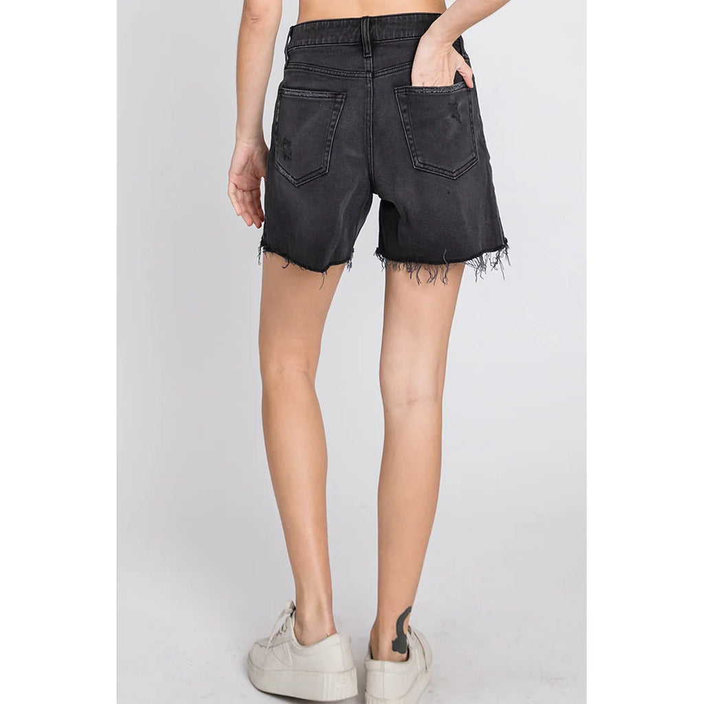 Nicole Washed Black Shorts - L.T.J.