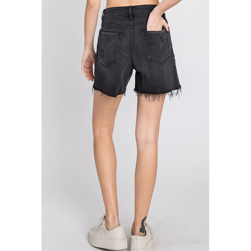 Nicole Washed Black Shorts - L.T.J.