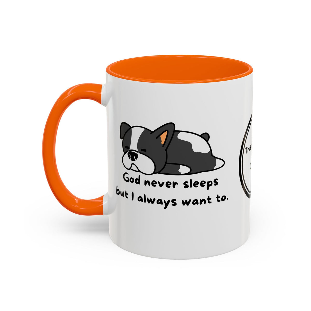 Christian "God never sleeps" 11 oz and 15oz Accent Mug, multiple colors, Christian Mug