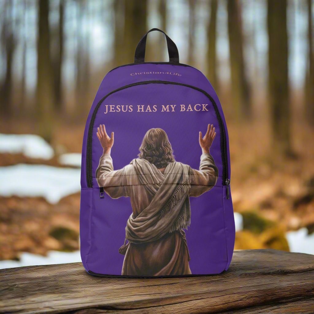 "Jesus Has My Back" Christian Backpack (Choose Purple Shade)