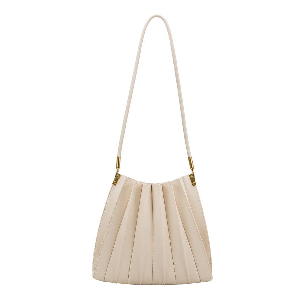 Carrie Ivory Pleated Shoulder Bag
