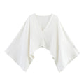 Asymmetric Linen Top Wide Leg Pants Two-piece Suit
