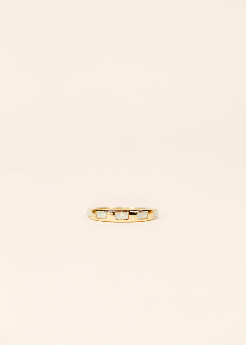 White Opal Inset Baguette Ring
