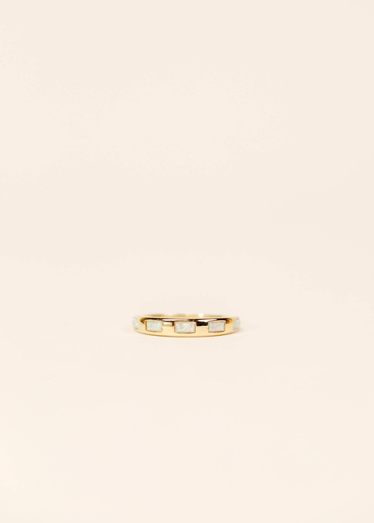White Opal Inset Baguette Ring