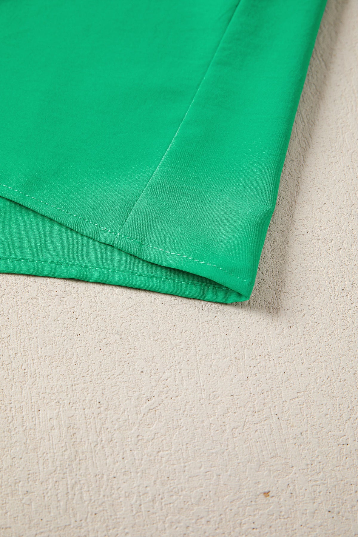 Bright Green Solid Color V Neck Short Puff Sleeve High Waist Tiered Maxi Dress