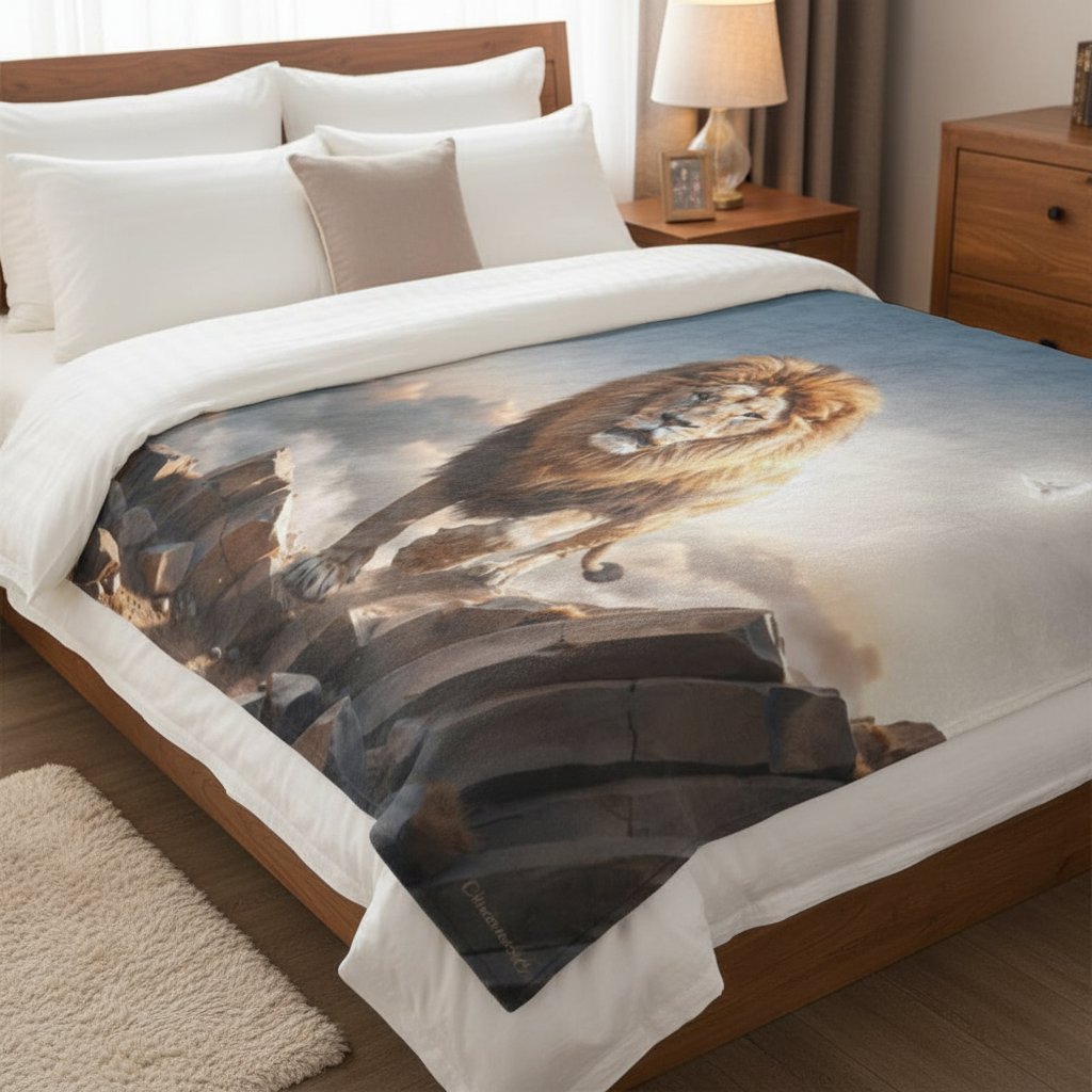 Lion of Judah and Holy Spirit Ultra Soft Micro Fleece Blanket (multiple sizes)
