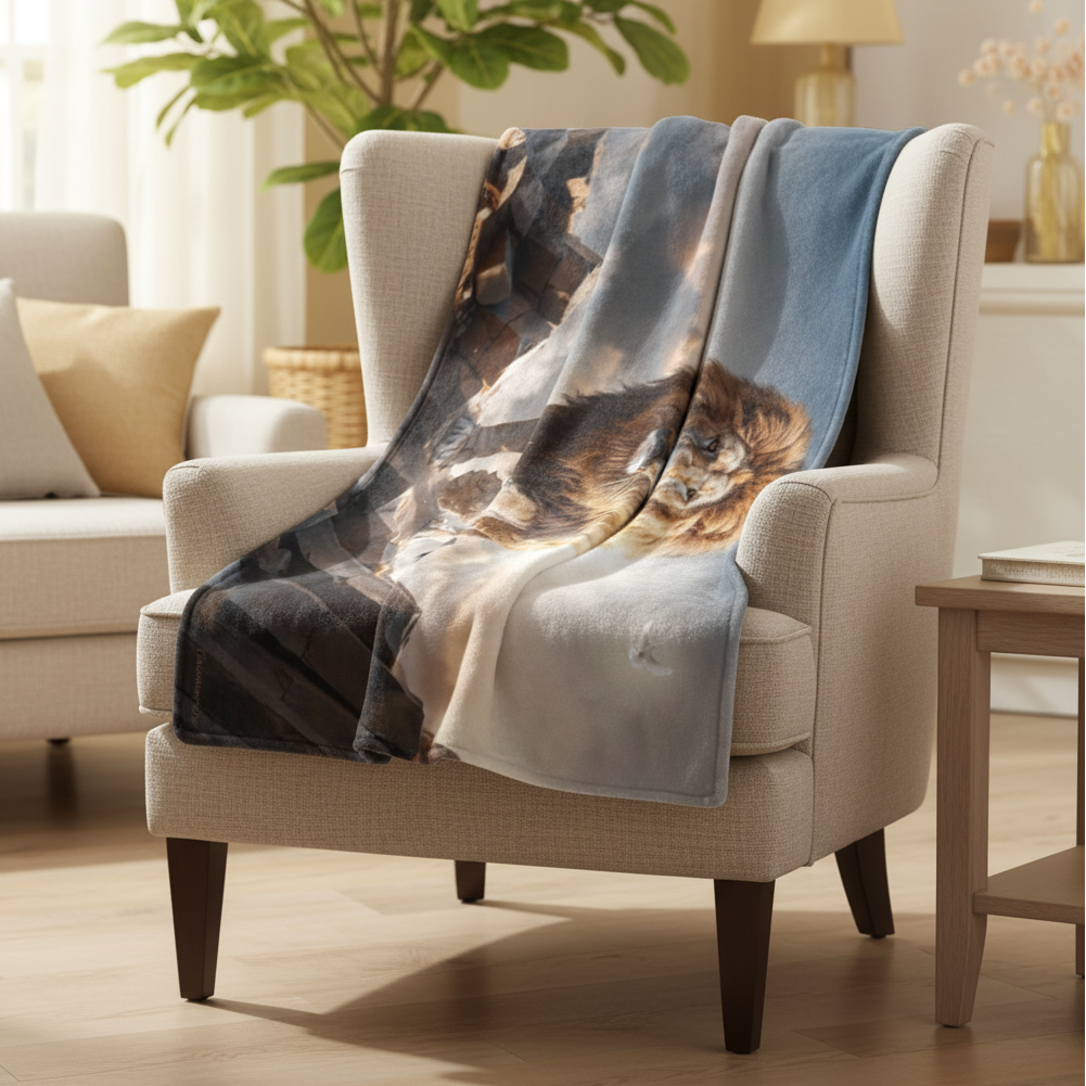 Lion of Judah and Holy Spirit Ultra Soft Micro Fleece Blanket (multiple sizes)