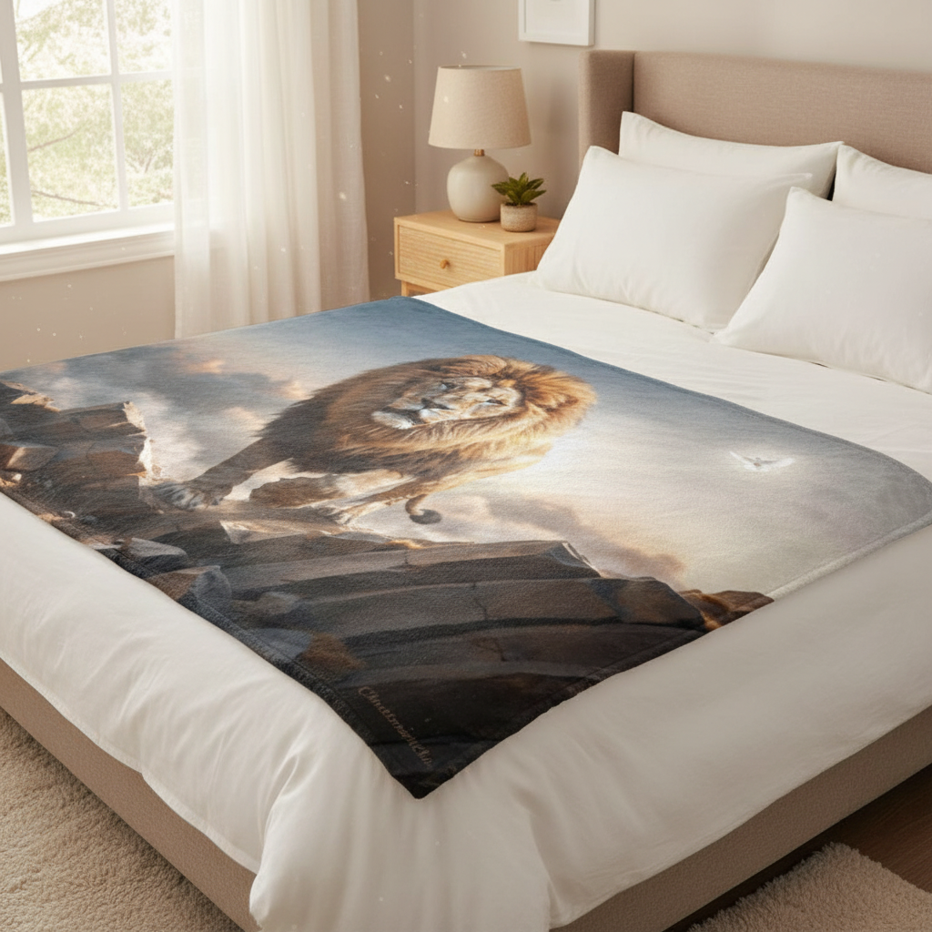 Lion of Judah and Holy Spirit Ultra Soft Micro Fleece Blanket (multiple sizes)