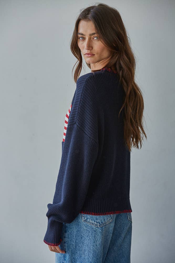 American Flag Pullover Sweater