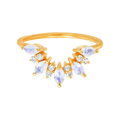 Rainbow Moonstone & Diamond Sunrise Arc Ring