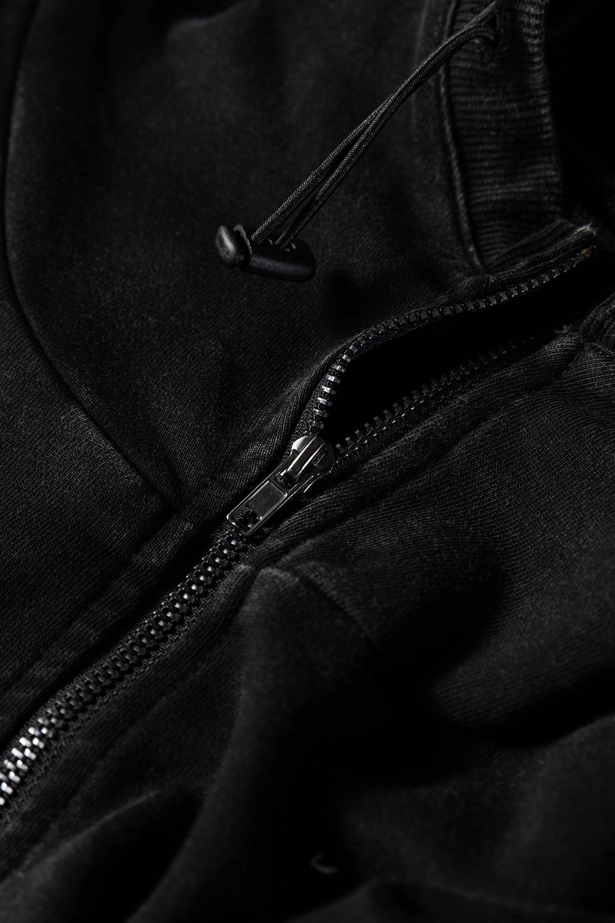 Black Half Zip Kangaroo Pocket Mineral Wash Baggy Hoodie