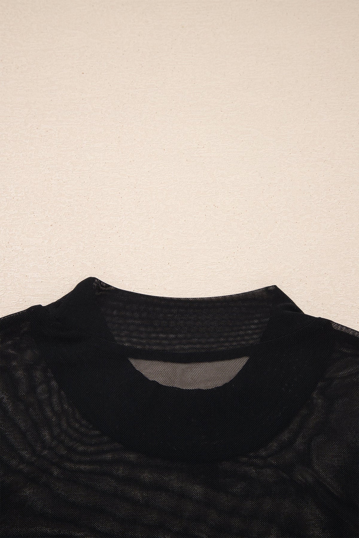Black Sheer Mesh Patchwork Cap Sleeve T Shirt