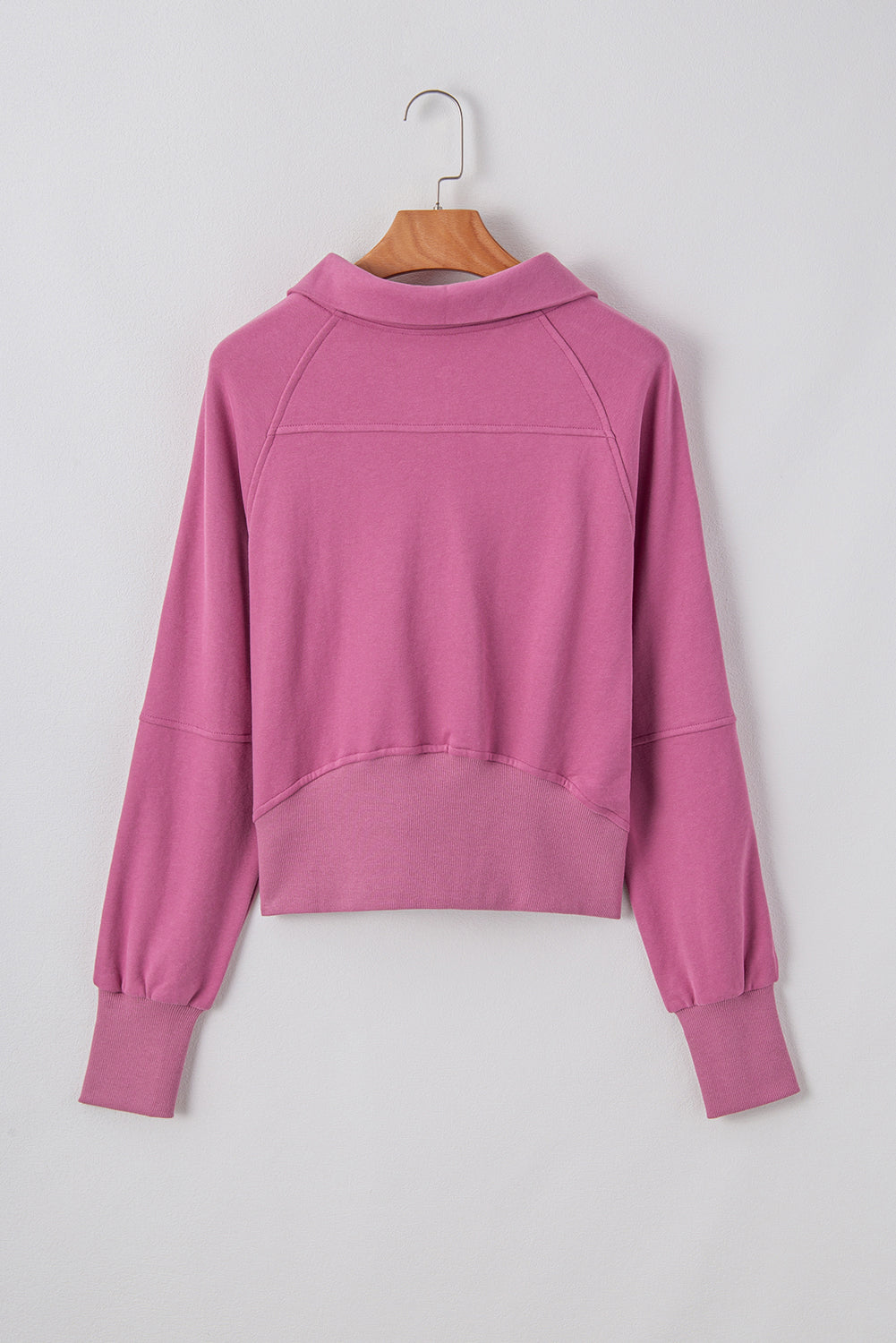 Smoke Green Quarter Zip Stand Neck Kangaroo Pocket Sweatshirt